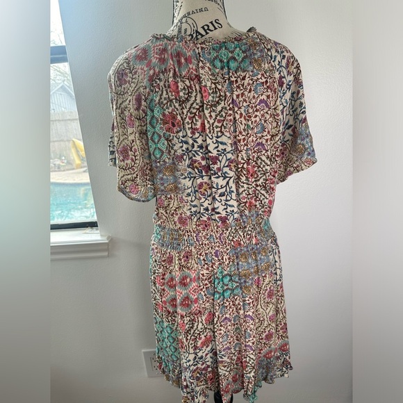 Zara Paisley Print Chiffon Ruffled Short Sleeve dress Size Medium - Picture 6 of 10